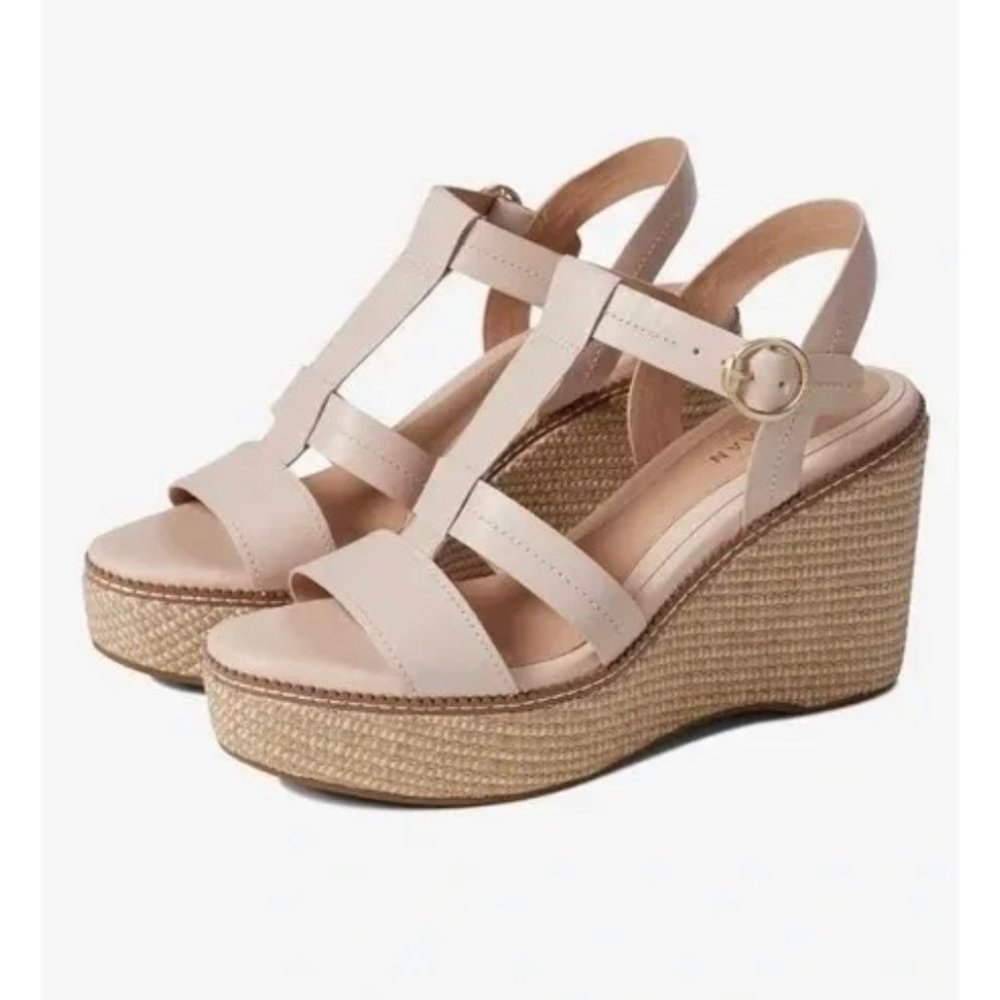 COLE HAAN Women's Cloudfeel All Day Espadrille Wedge Sandals Peach Whip Pink 9B - Picture 2 of 6